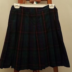 Navy Blue/Dark Green/ Red Plaid Pleated Skirt